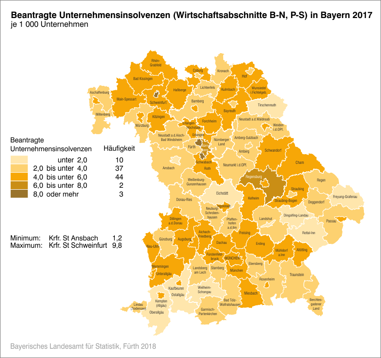 Beantragte Unternehmensinsolvenzen 2017 Beantragte Unternehmensinsolvenzen 2017