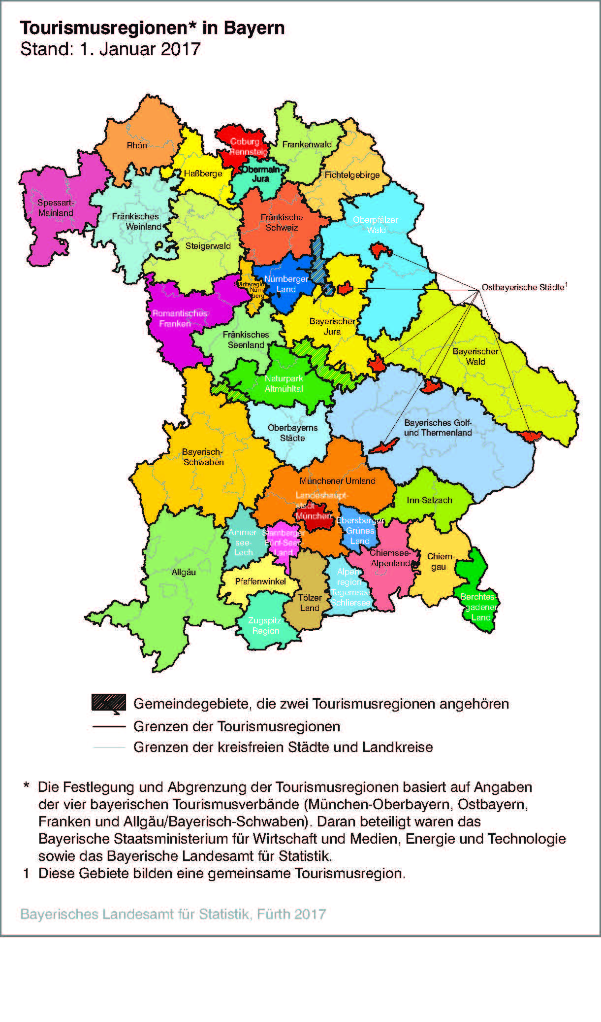 Karte Tourismusregionen in Bayern Karte Tourismusregionen in Bayern