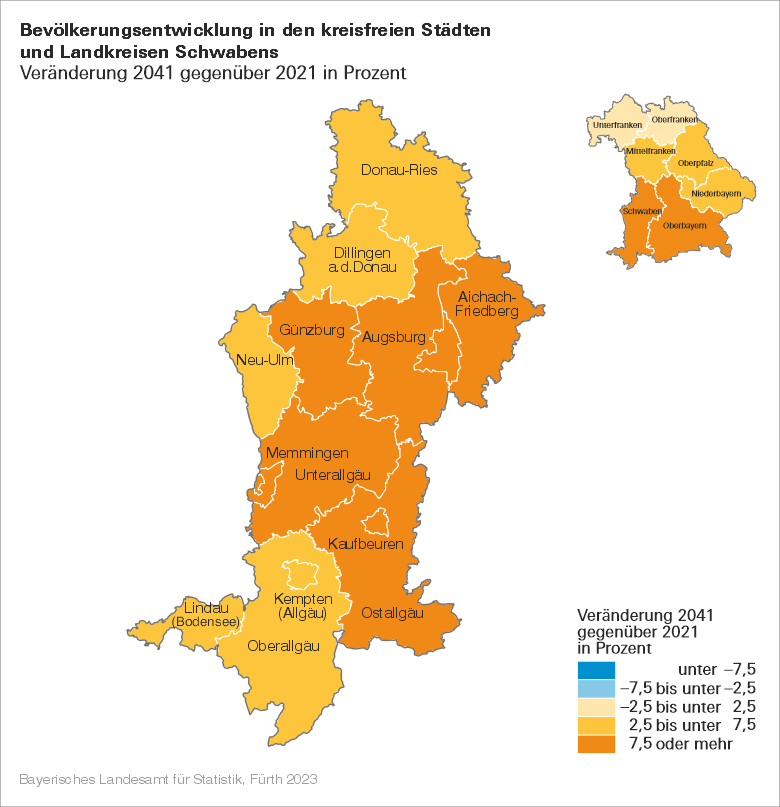 Bevölkerungsentwicklung in den kreisfreien Städten und Landkreisen Schwabens Bevölkerungsentwicklung in den kreisfreien Städten und Landkreisen Schwabens