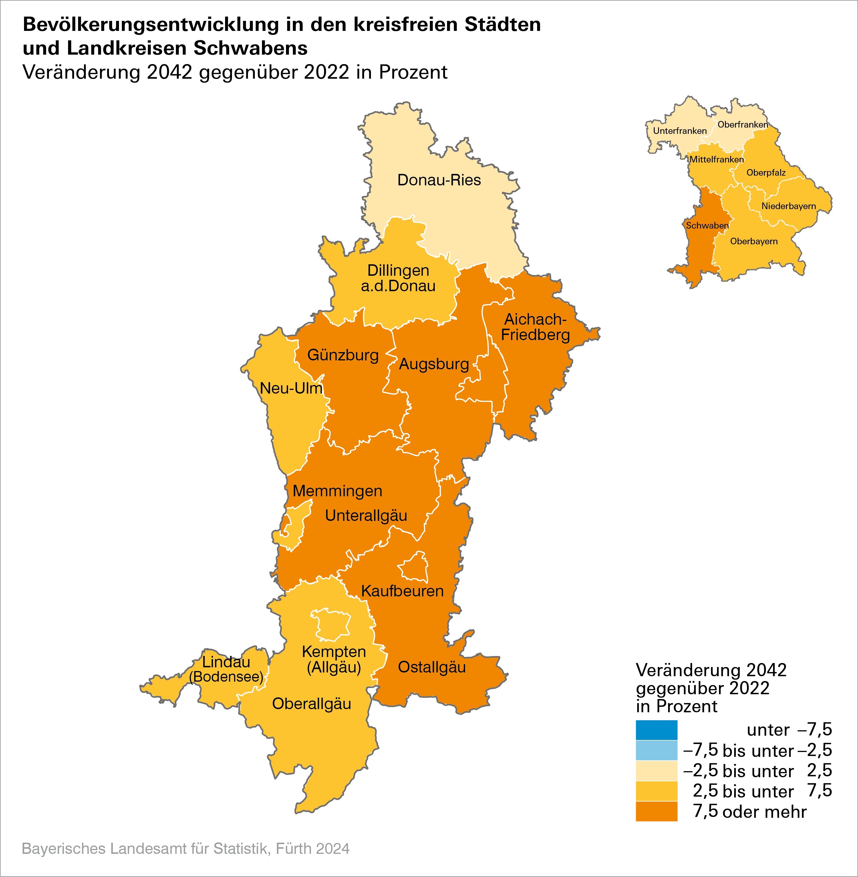 Bevölkerungsentwicklung in den kreisfreien Städten und Landkreisen Schwabens Bevölkerungsentwicklung in den kreisfreien Städten und Landkreisen Schwabens