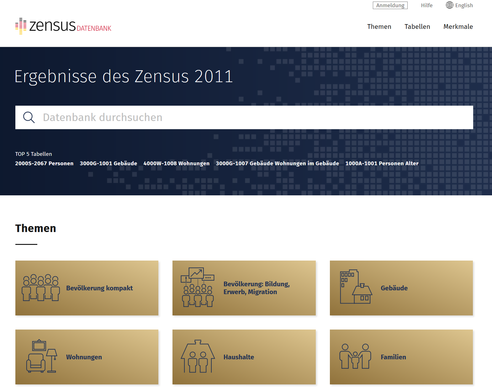 Startseite: Zensusdatenbank Startseite: Zensusdatenbank